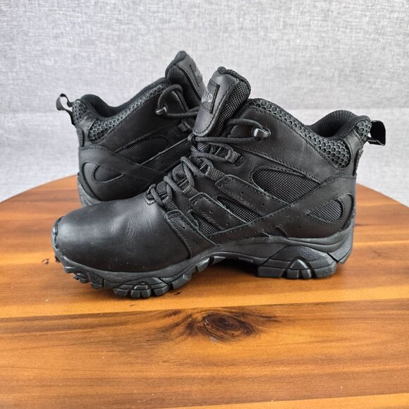 Merrell Mens 7M Lace-Up Leather‎ Hiking Boots Black - Picture 12 of 14